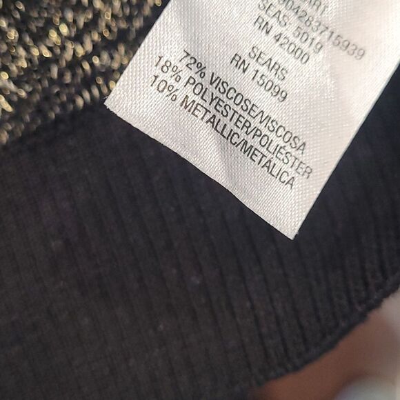 JACLYN Smith Metallic Jacquard Swirl Black Gold Sweater Women Xl - Picture 5 of 5